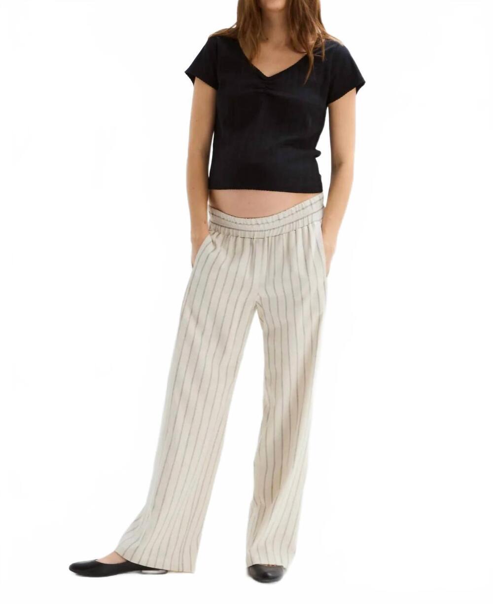 NEW HATCH gavin pant -maternity in ivory/ black stripe